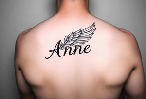 the name Anne in a phoenix feather tattoo idea
