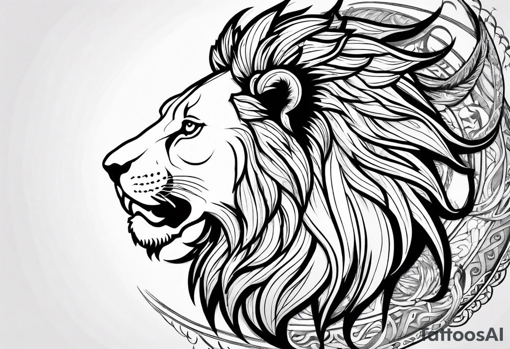 Lion with burned wings an ouroboros sign tattoo idea