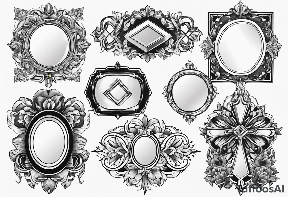 Variety of mirrors frames flash sheet tattoo idea