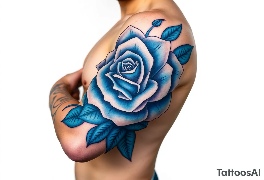money rose in blue tattoo idea