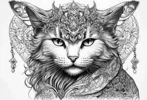 cat, love, angel, demon, peace tattoo idea