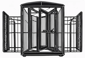 Empty biid cage door open artistic tattoo idea