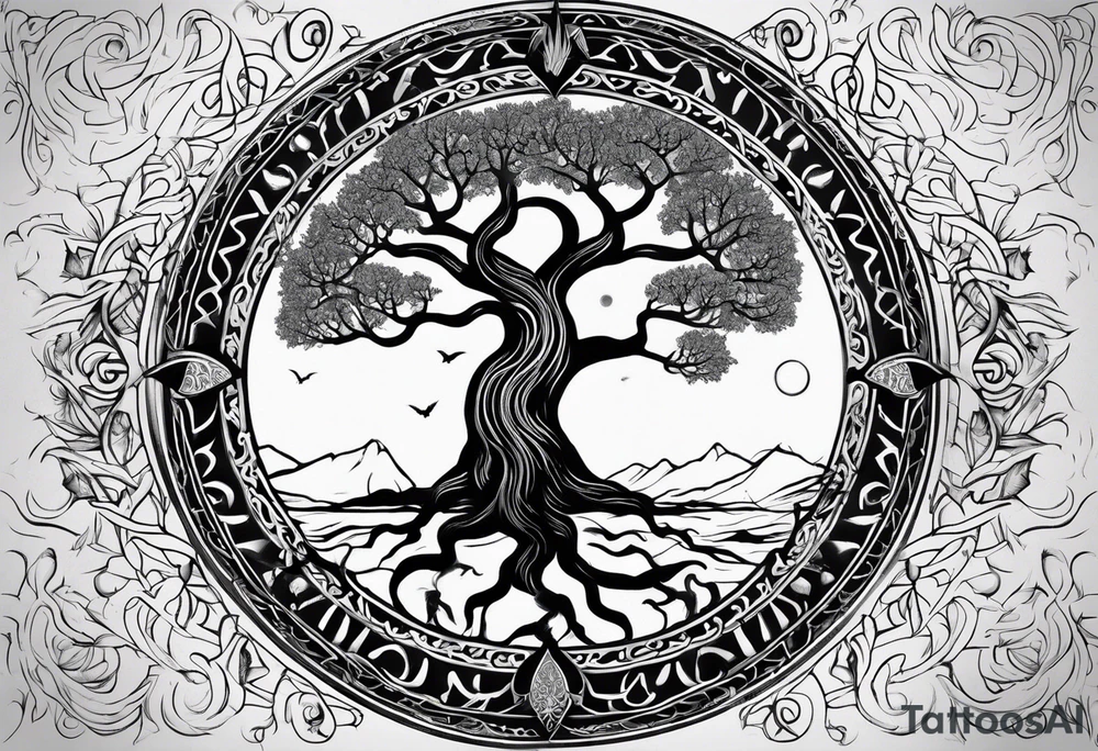 Yggdrasil and Vegvisir tattoo idea