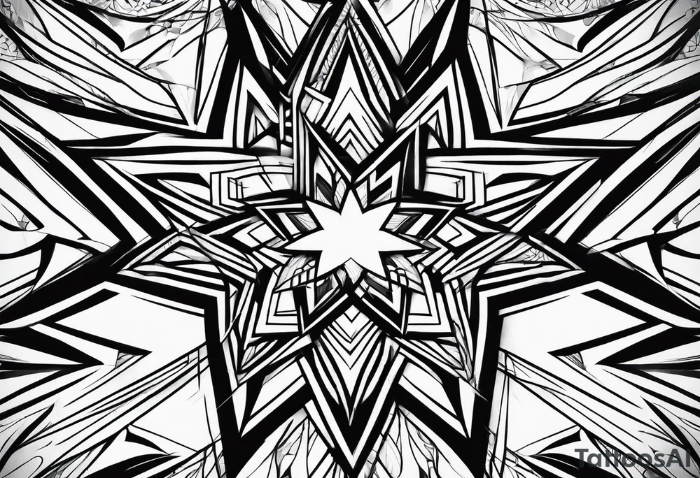abstract line shaped star tattoo idea