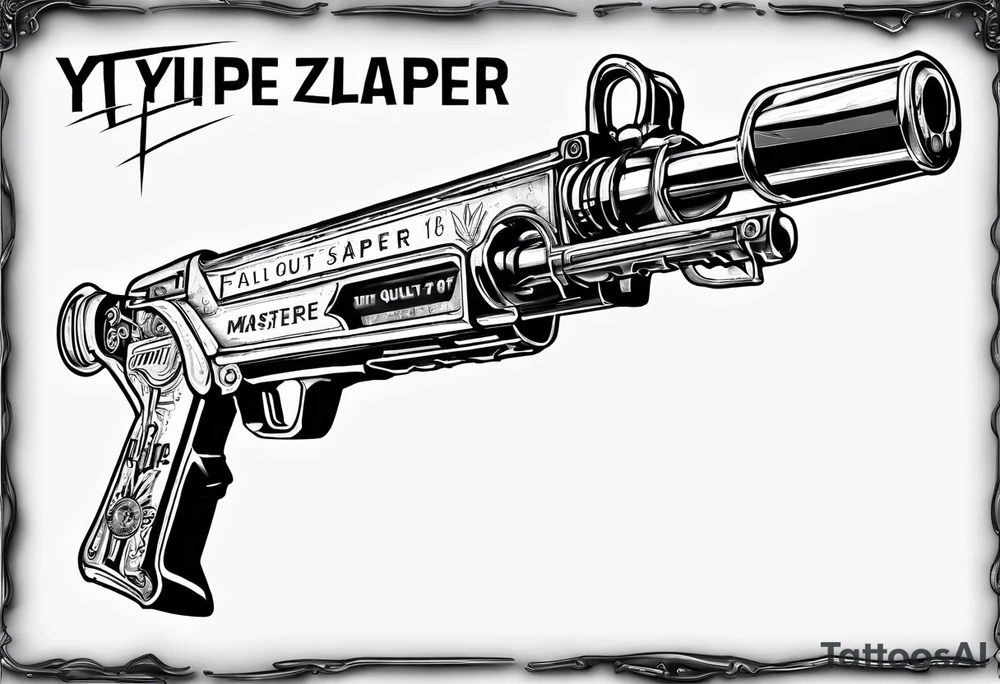 Fallout 4 thirst zapper gun with “yippe” written underneath tattoo idea