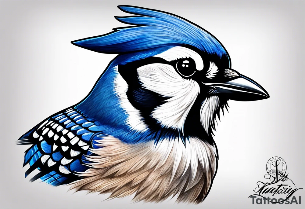 Majestic bluejay tattoo idea