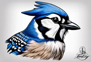 Majestic bluejay tattoo idea