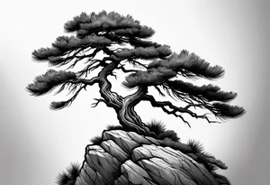 pine tree on the edge of a cliff tattoo idea