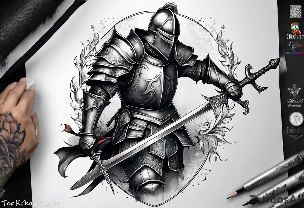 full body knight tattoo idea