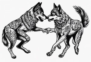 two wolves dancing salsa tattoo idea