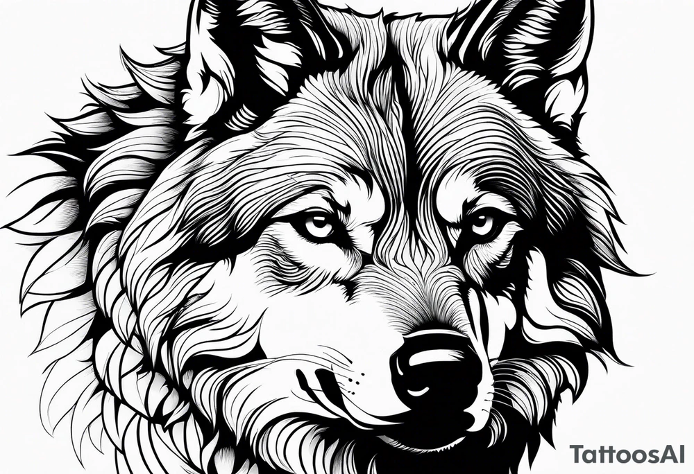 powerful majestic Wolf, close-up tattoo idea