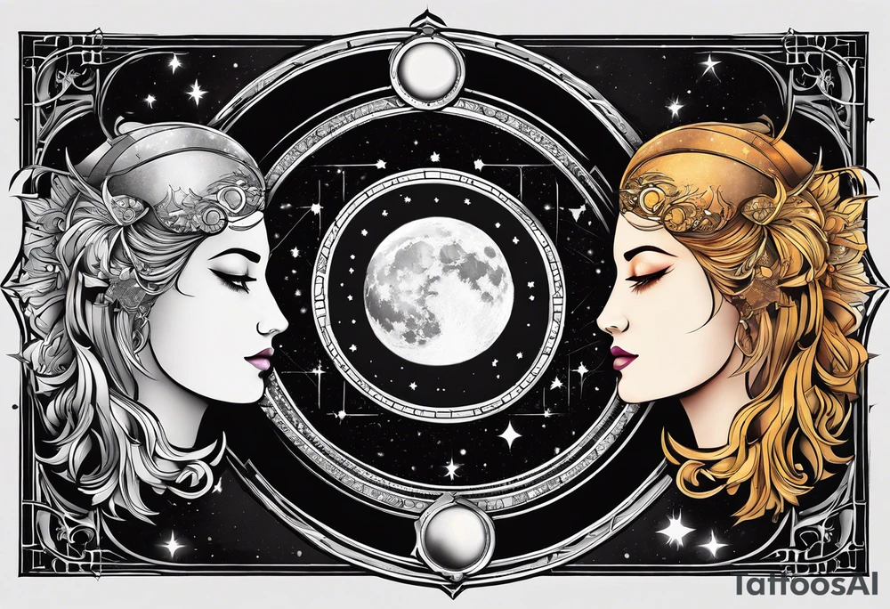 Astrology, Gemini, Natal Chart, angelic, vision, planetary, yin yang, the moon, spiritual third eye, mystical armband tattoo idea