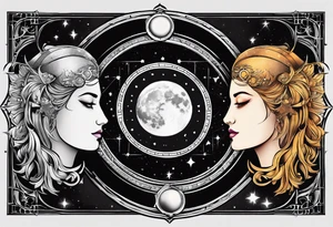 Astrology, Gemini, Natal Chart, angelic, vision, planetary, yin yang, the moon, spiritual third eye, mystical armband tattoo idea