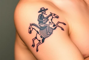 Skeleton cowboy on a bucking skeleton horse tattoo idea