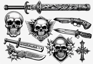 photorealistic chicano
weapons and gangsters tattoo idea