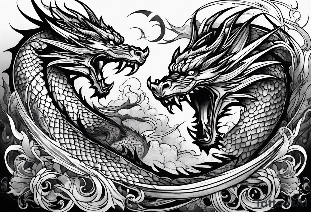 roaring dragons tattoo idea