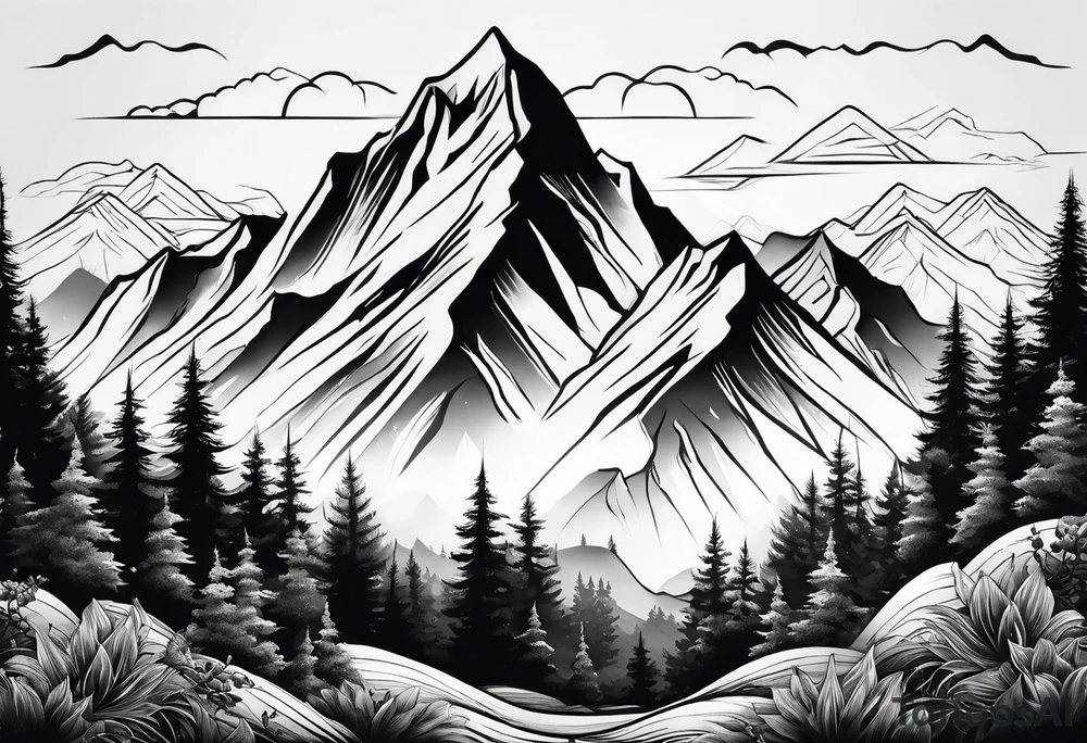 Mountain gradient black from bottom tattoo idea