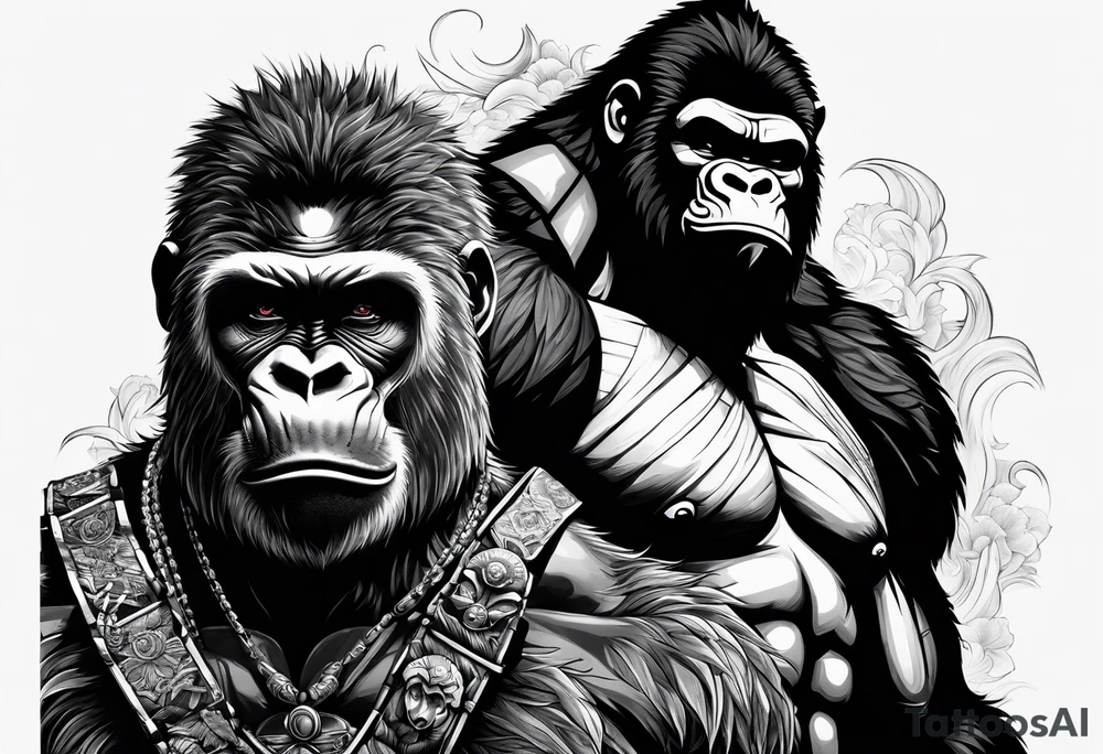 Warrior and gorilla tattoo idea