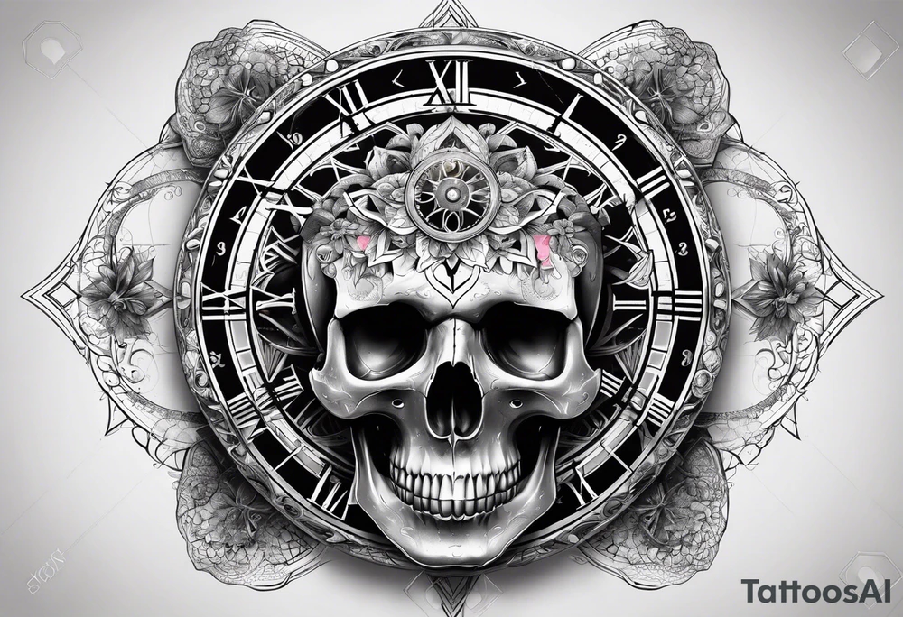 sacredgeometry, skull, clock, life, love tattoo idea