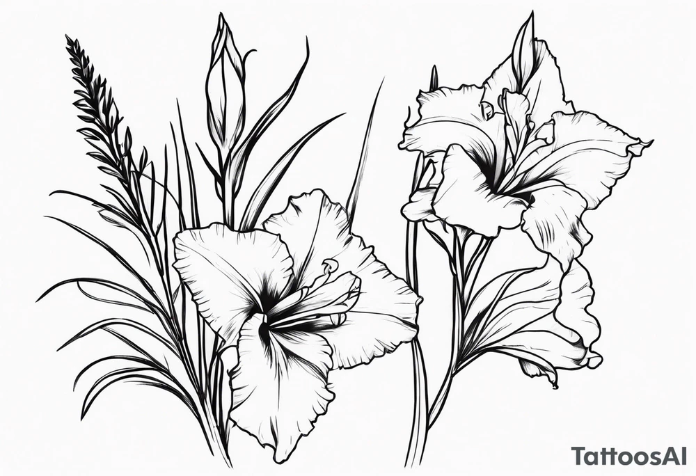 a larkspur and a gladiolas tattoo idea