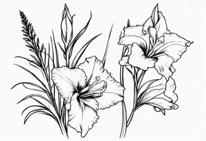 a larkspur and a gladiolas tattoo idea