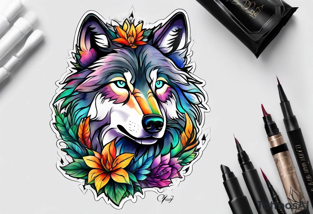 Weed wolf tattoo idea