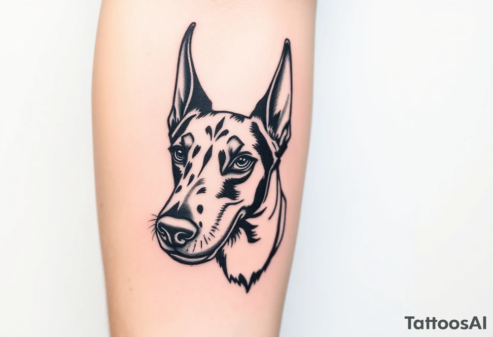 Doberman with knife aggressive tattoo idea