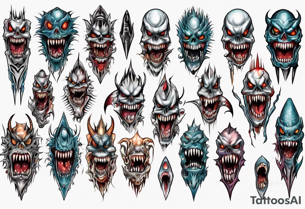 Sharp long teeth
Pattern 
Horror tattoo idea