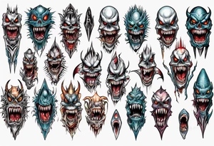Sharp long teeth
Pattern 
Horror tattoo idea