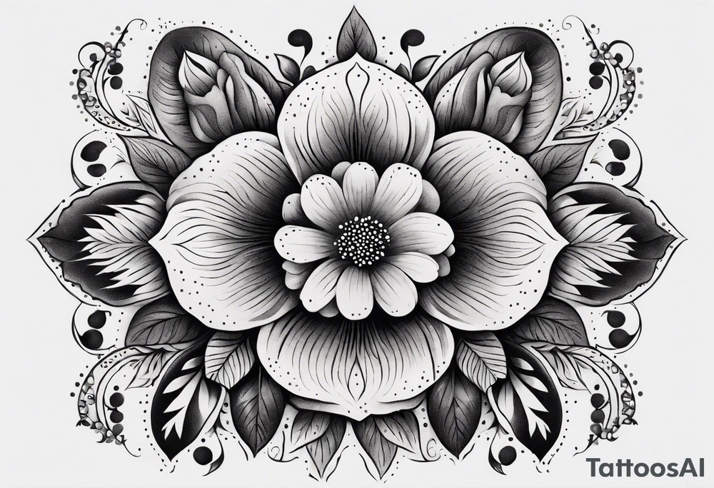 ornaments of flowers tattoo idea