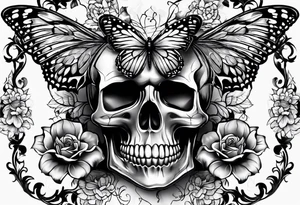 Butterfly with skull tattoo idea