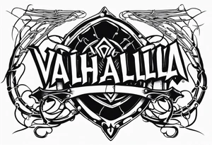 Valhalla sword shield barb wire tattoo idea
