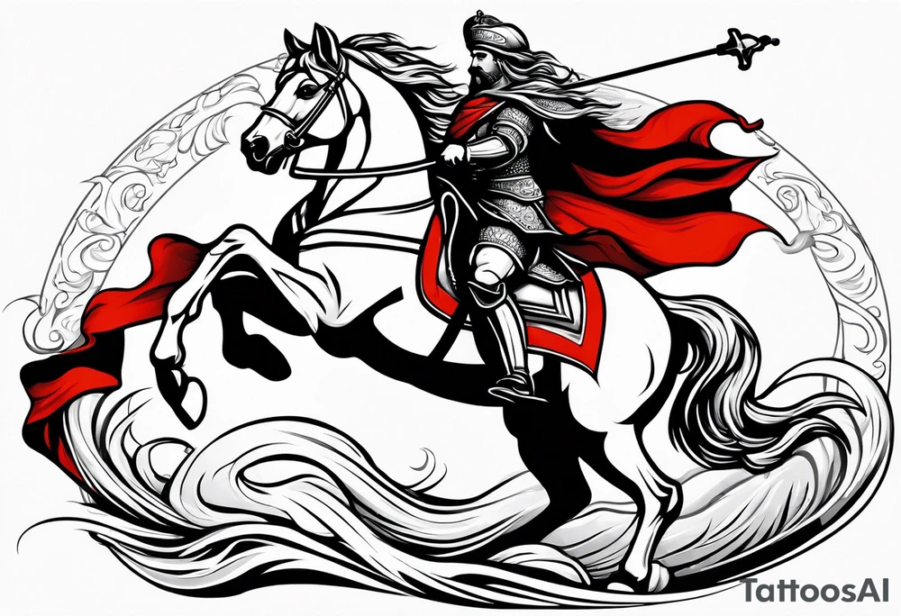 flag of saint george in wind flowing tattoo idea