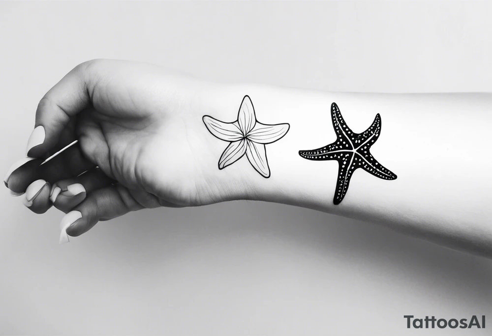 Dainty and delicate Shell/starfish wrist tattoo tattoo idea Dainty and delicate Shell/starfish wrist tattoo tattoo idea