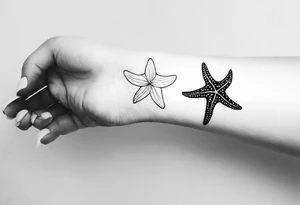 Dainty and delicate Shell/starfish wrist tattoo tattoo idea