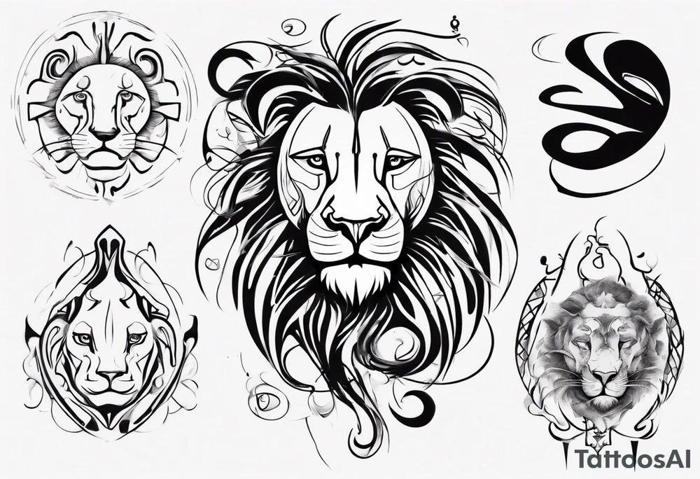 Lion with pisces tattoo idea