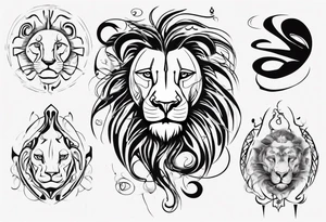 Lion with pisces tattoo idea