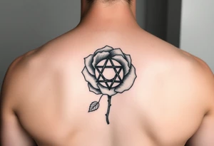 Rose tattoo with illuminati symbol inside of it tattoo idea