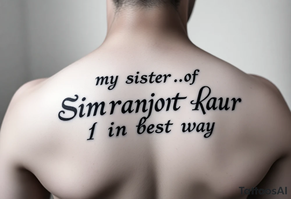 A tatto of my sister name as simranjot kaur in punjabi as a best way tattoo idea