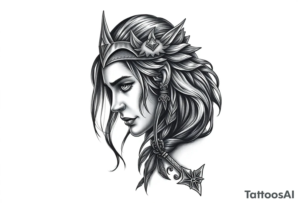 Viking goddess warrior full body sexy tattoo idea