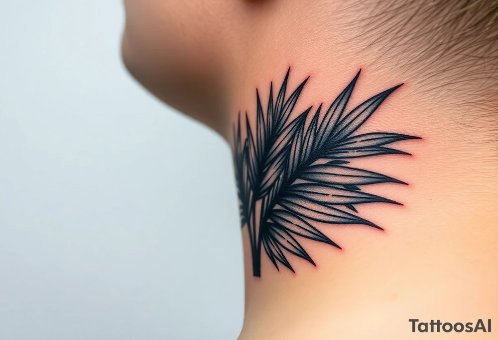 large woven palm leaves tattoo idea