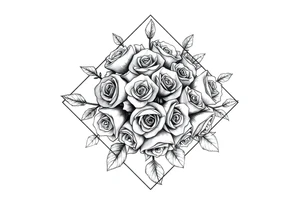 A lot of Small Roses inside a diamond shape tattoo idea