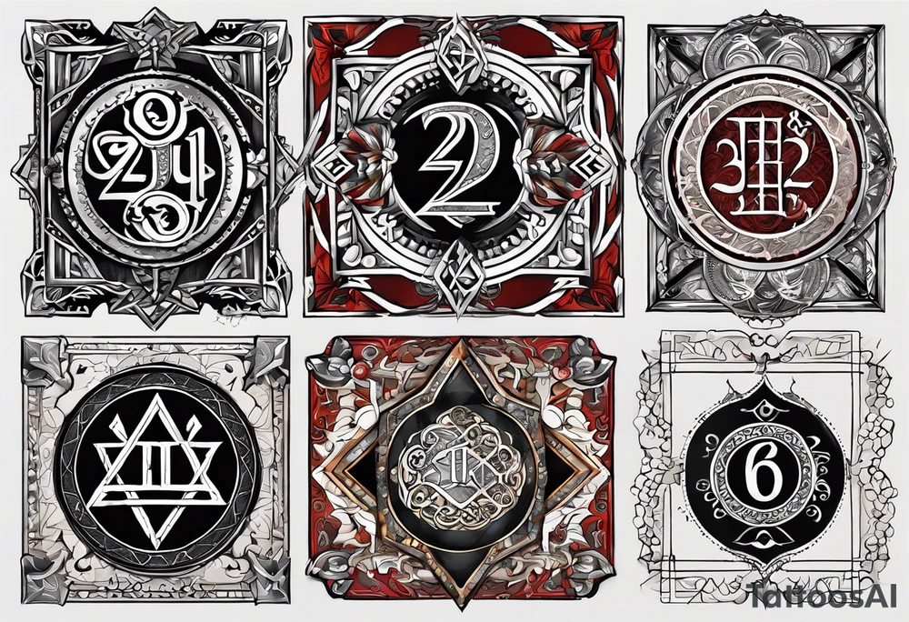 A card with 4 numbers (23, 16, 26 and 2) and with dagaz and fehu runes tattoo idea