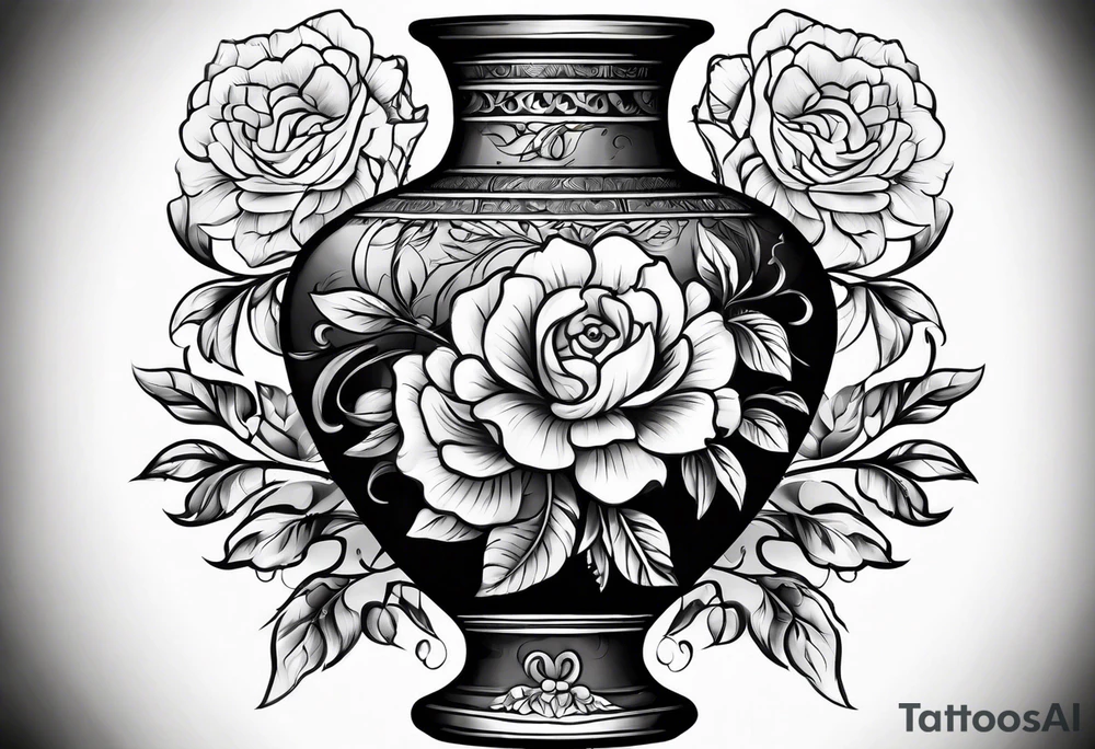 tattoo drawing ancient flower vase tattoo idea