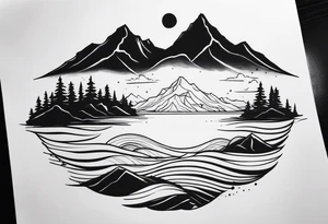 Mountain and sea tattoo idea