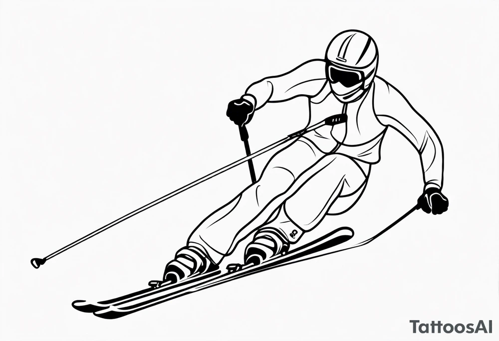 Skier in motion, single line tattoo idea