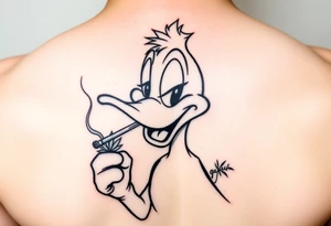 Daffy duck smoking a joint of marijuana tattoo idea