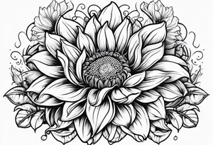 Sunflower, Rose, Lily tattoo idea