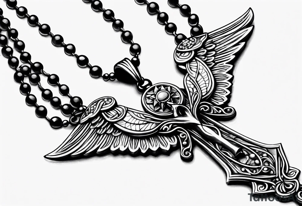 rosary and lingerie tattoo idea