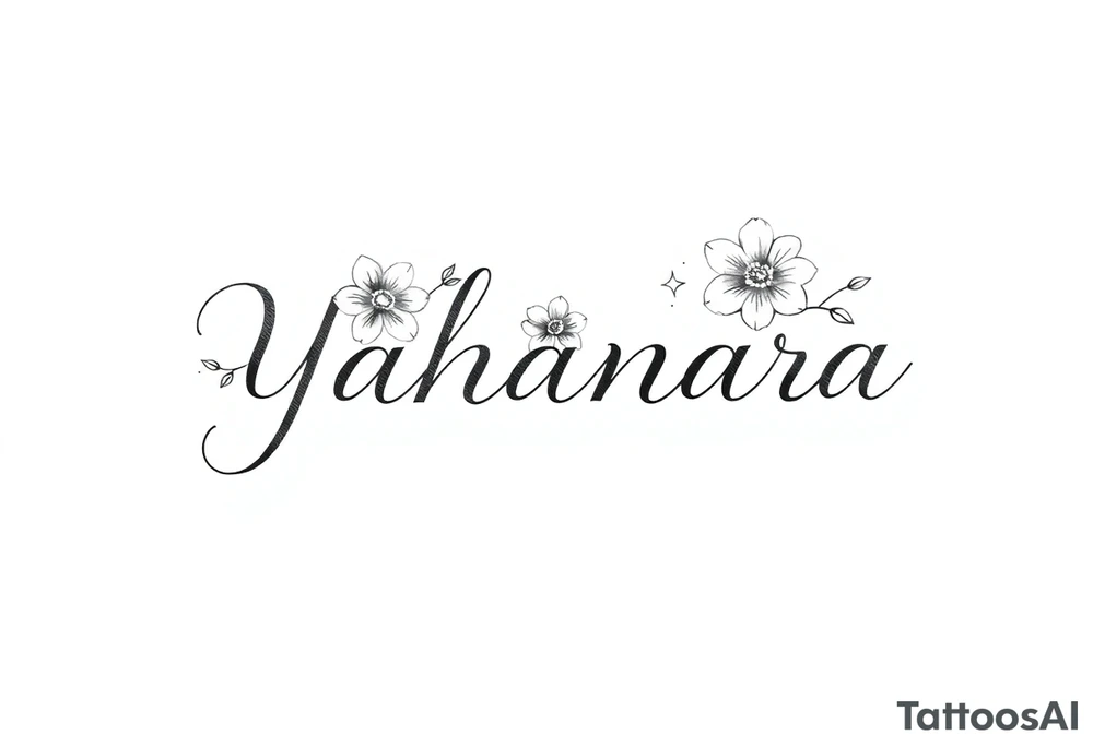 Name YAHANARA with flowers tattoo idea